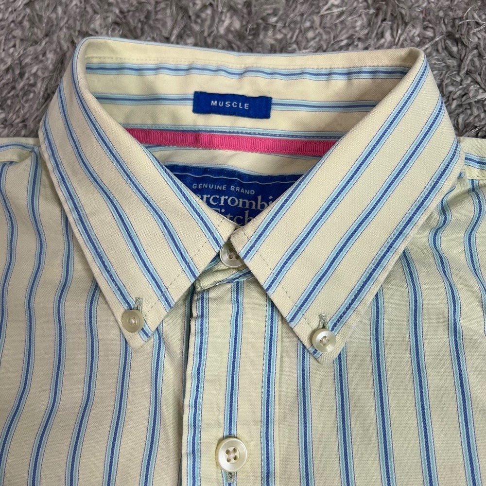 Abercrombie & Fitch Shirt Mens XL Muscle Fit Long Sleeve Button-Down Preppy‎